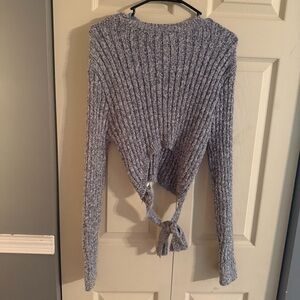 Women's Knit Cropped Sweater, Partial Open Back And Tie-back Detail Size 0X